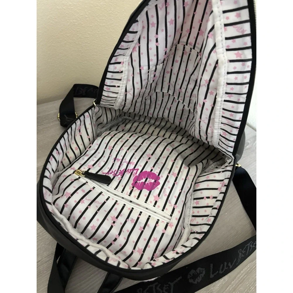Betsey Johnson‎ Fuzzy Furry Hoodie Backpack bag School Soft Plush Pink Travel